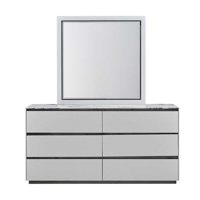 Petruci Dresser with Mirror - White/Black - With 2-Year Warranty